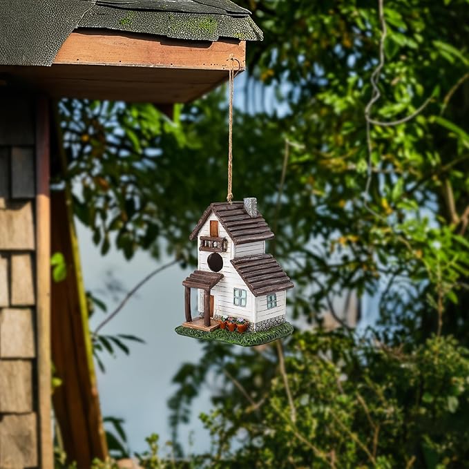 Yinns Resin Bird House for Outside, Birdhouses for Outdoors for Nesting, Decorative Home Bird Houses for Yard Garden Decor, Water Proof