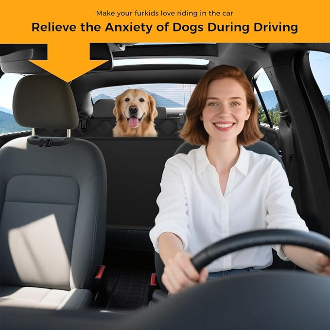 Dog Car Seat Cover for Back Seat,100% Waterproof Scratch Proof Nonslip Seat Cover,600D Heavy Duty Scratch Soft Dog Hammock for Car for Cars Trucks and SUVs