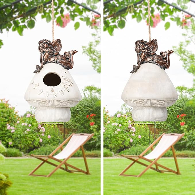 Yinns Resin Bird House, Birdhouses for Outdoors, Patio Garden Decorative for Nesting Humming Bird, Bluebird, Wren, Bird Lover Gift