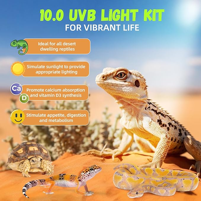 GlowUp 24W 10.0 T5 UVB Reptile Light Fixture Combo Kit 22inch Reptile Lamp Terrarium Hood 10.0 UVB Light for Bearded DragonReptiles Tropical Desert-Dwelling Lizards and Tortoises