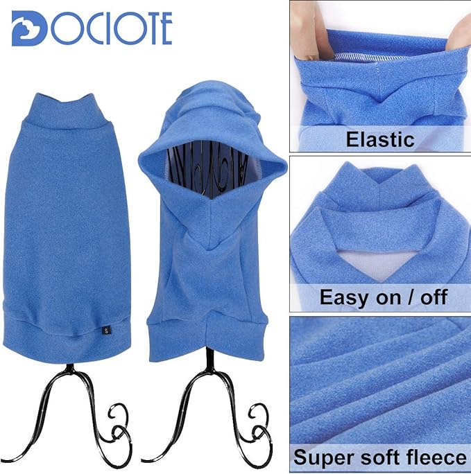Fleece Dog Sweatshirt - Cold Weather Hoodies Spring Soft Vest Thickening Warm Cat Sweater Puppy Clothes Sweater Winter Sweatshirt Pet Pajamas for Small Dog Cat Puppy (Small, Sky Blue)