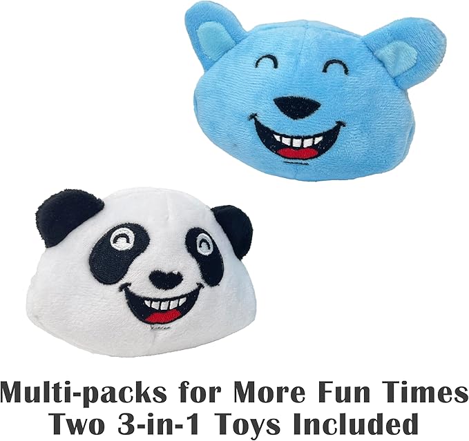 Jalousie Dog Squeaky Toys Value Set Non-Toxic Squeaky Balls Toss Fetch TPR Rubber Puppy Toys Spikey Dog Chew Toy for Small Medium Breed Pet Toys for Puppy (Panda N' Rabbit)