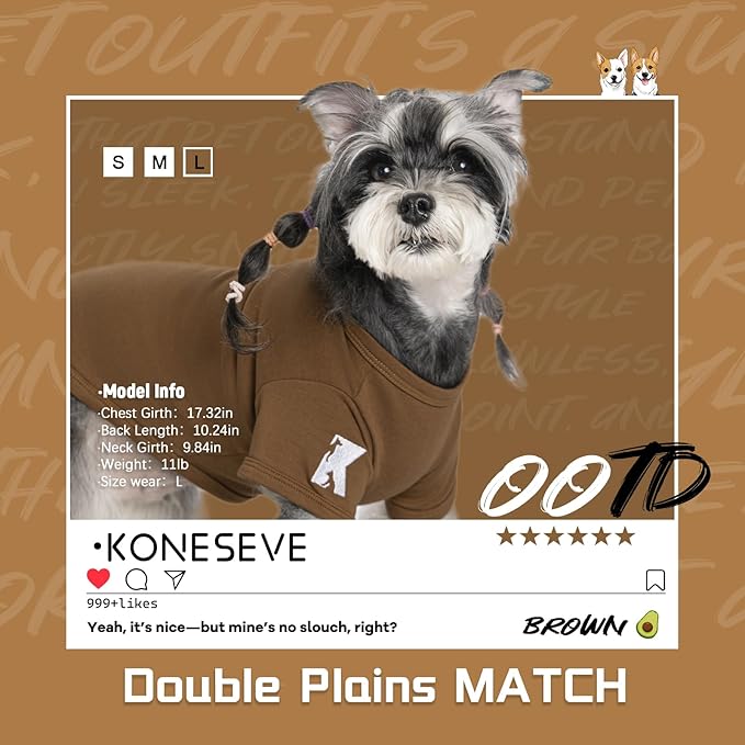 Koneseve Dog Shirts 2 Pack Soft Tee Comfortable Pet Clothes for Small Pets Brown & Avocado Green XL