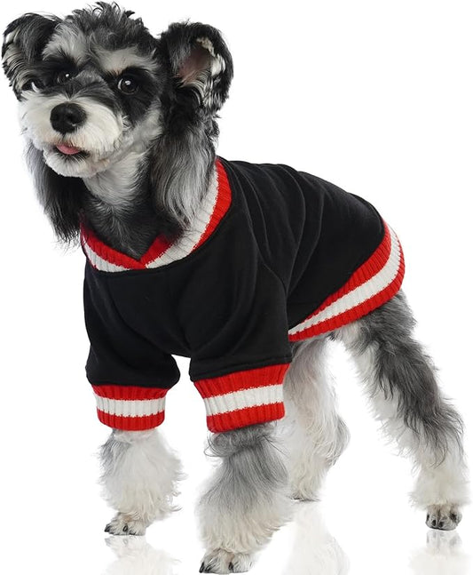 FUAMEY Dog Pullover Winter Sweater - Warm Thick Puppy Fleece - Soft and Cute for Small to Medium Size Boys & Girls - Black S