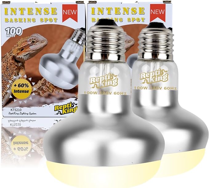 Basking Light for Reptiles, 2-Pack 100W Upgraded Intense Basking Spot, Reptile Heat Bulb Light, UVA Heat Lamp Bulbs for Bearded Dragon Turtle Chicken