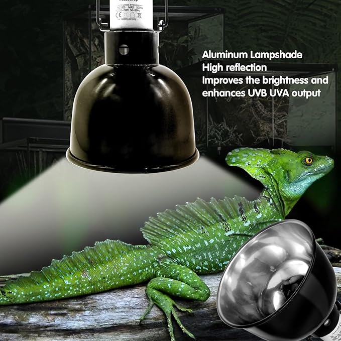 Reptile Light Fixture 2 Pack 5.5 Inch Deep Dome Lamp Fixture,Optical Reflection Reptile Basking Heat Bulb Lampshade for Bearded Dragon, Turtle, Snake and Lizard Terrarium