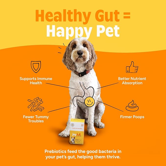 JoyFull Chicken Squeeze Treats for Dogs – Prebiotic Gut Health Snacks Made with Real Cage-Free Chicken – Lickable, Enrichment-Friendly, Meal Topper – 24 Easy Squeeze Paste Treats (0.5oz Each)