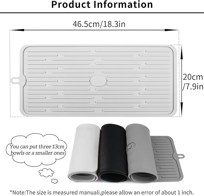 Ptlom Pet Placemat for Dog and Cat, Anti-Slip Waterproof Dogs Feeding Mat Prevent Food and Water Overflow, Bowl Mats Suitable for Medium and Small Pets, Light Gray, Silicone