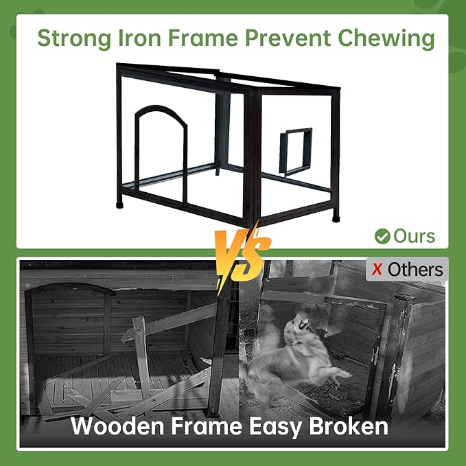 Outdoor Dog House Insulated with Openable Roof Floor for Effortless Cleaning Dog Kennel Weatherproof