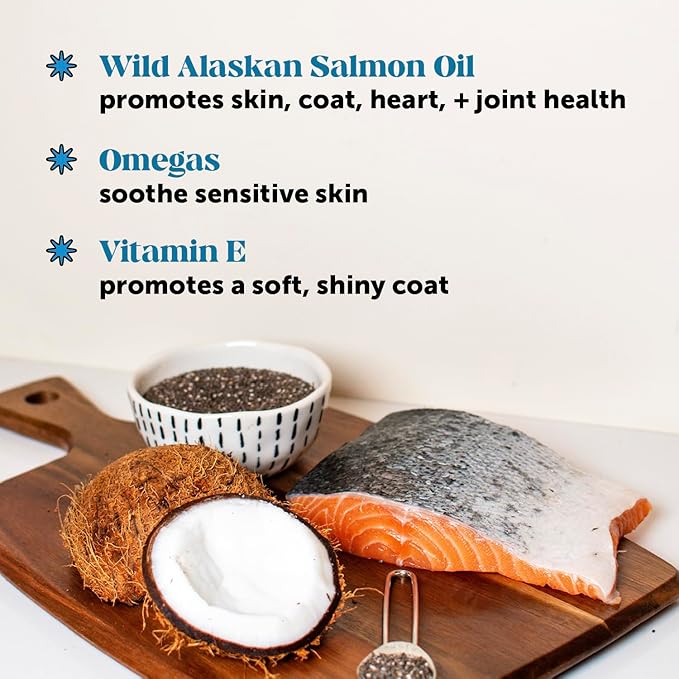 Skin Health Salmon Chews - Itch Relief for Dogs, Omega 3 Fish Oil for Dogs, Natural Salmon Oil for Dog Chews for Healthy Skin & Coat, May Reduce Shedding, Dog Fish Oil Supplements - 90 Ct
