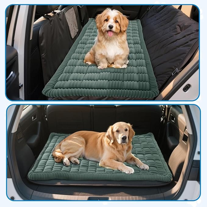 Backseat Pet Bed Mat, Plaid Dog Bed for Car Back Seat, Flannel Dog Covers for Loveseats, Non-Slip Travel Pet Mat, Custom Fit for Backseat Extenders and Seat Covers, 54"x24.8", Blue Grey