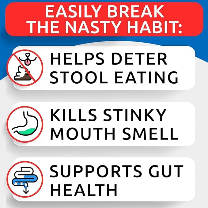 No Poo Chews for Dogs - Coprophagia & Stool Eating Deterrent with Probiotics, Digestive Enzymes & Breath Aid Support - Stop Dog Poop Eating - Made in USA - 120 Soft Chews