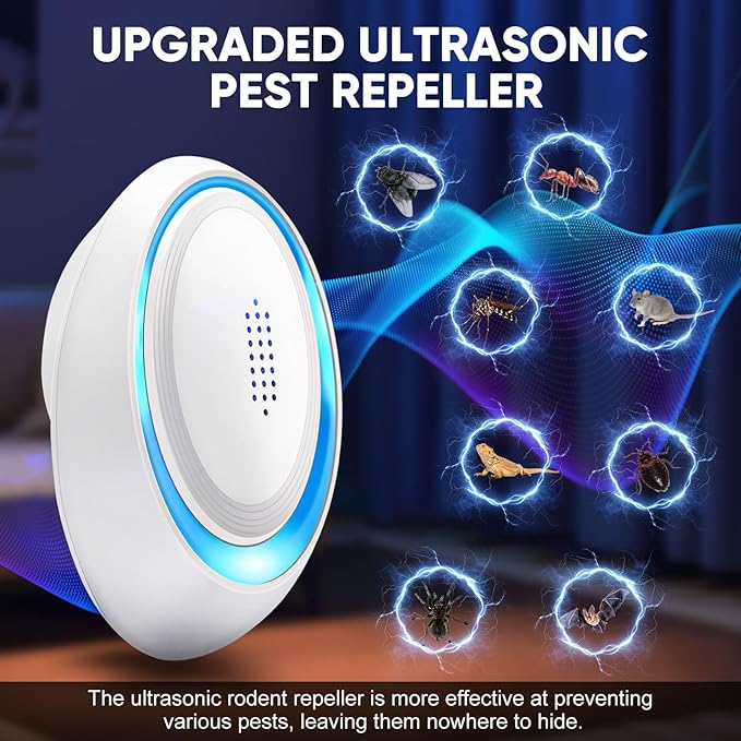 2025 Upgraded Ultrasonic Pest Repeller Indoor Ultrasonic Repellent, Mouse Repellent for Roach, Rodent, Mouse, Mosquito, Mice, Spider, Ant, Bugs Electronic Plug-in Pest Control 6 Pack(White)