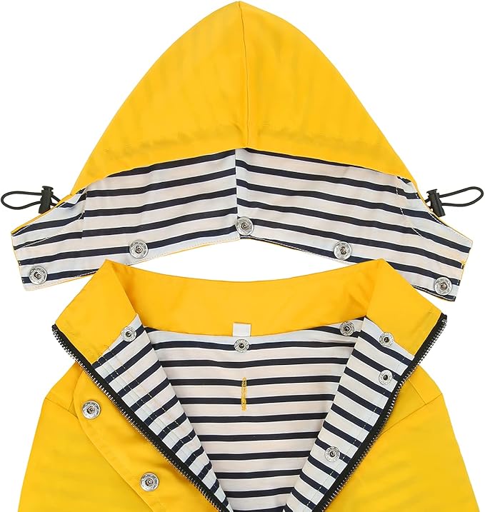 HDE Dog Raincoat Poncho Double Layer Zip Rain Jacket with Removable Hood, Leash Hole for Small to 3XL Dogs and Puppies Yellow - M