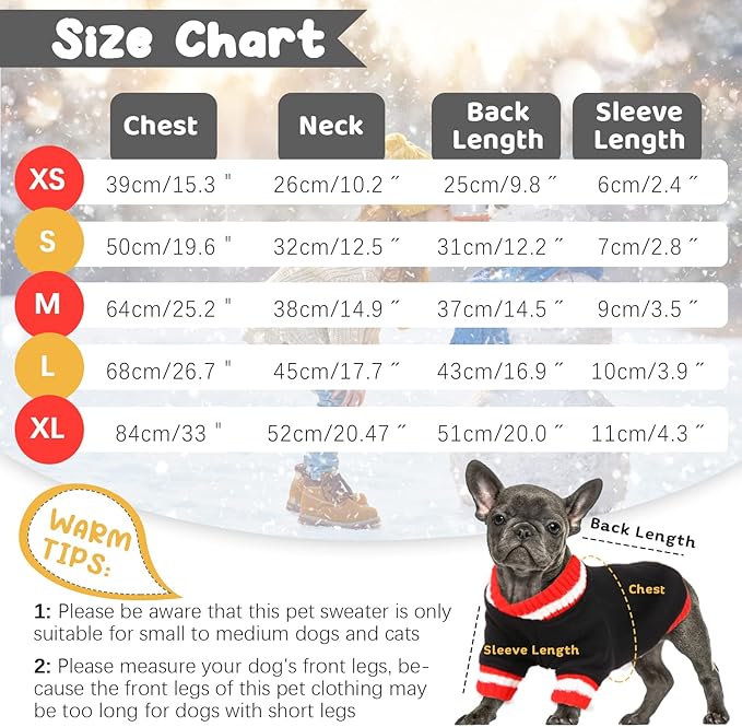 FUAMEY Dog Pullover Sweatshirt,Dog Winter Sweaters Warm Dog Clothes Dog Vest Thick Puppy Pullover Soft Pet Fleece Sweater Cute Doggie Boy Girl Outfit for Small Medium Dogs Black XS