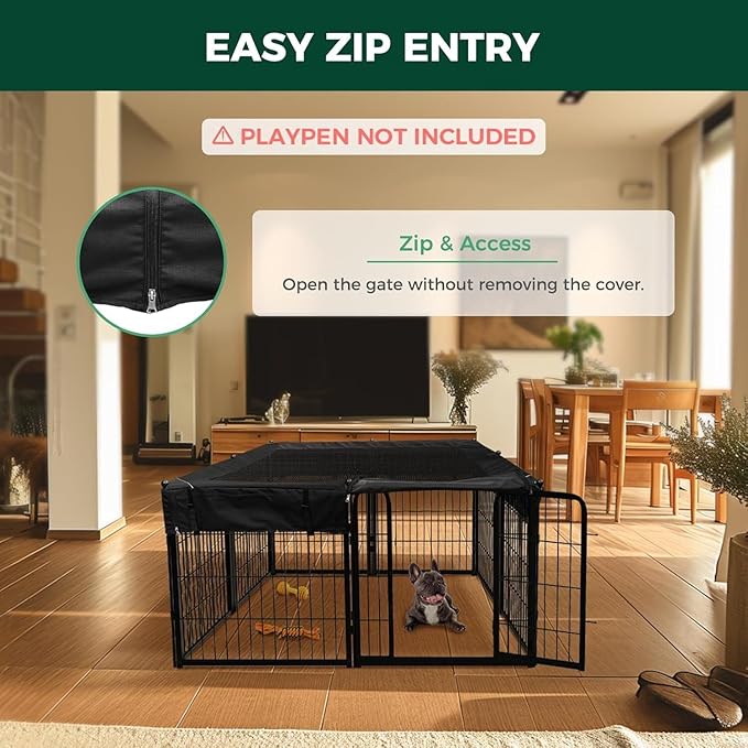 (Not Suitable for Other Brands) FXW Exclusive Mesh Top Cover, Only Fits FXW Rollick/Homeplus 22.8" W x 24" H 8-Panel Playpen (Playpen not Included), Square│Patent Pending