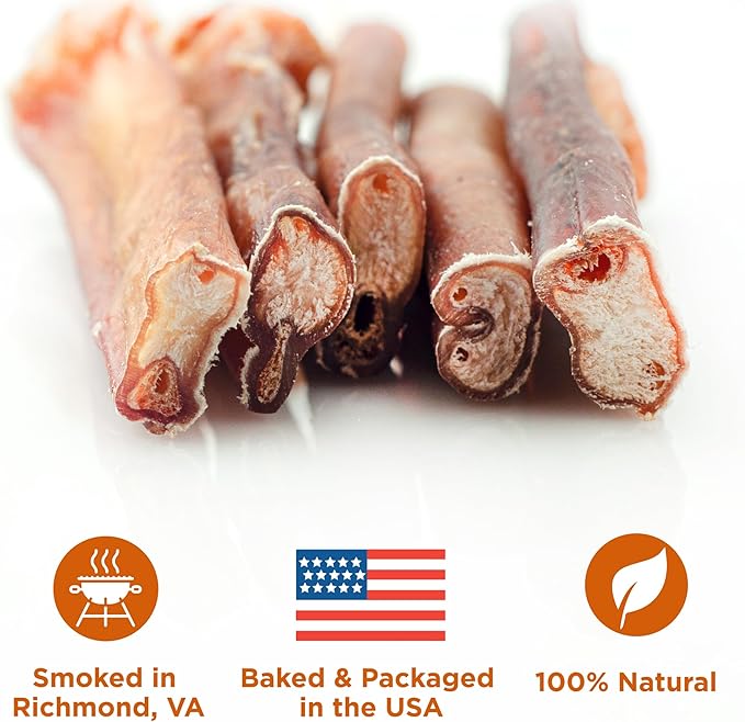 Best Bully Sticks Hickory Smoked Thick 6 Inch Bully Sticks - 10 Count (Pack of 1) - Natural, Grain and Odor-Free, Smoky Aroma, No Additives, Grass-Fed