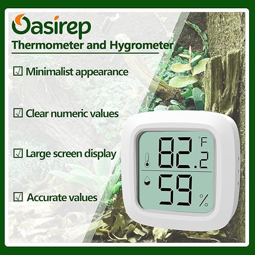 Reptile Thermometer and Hygrometer – Fast Accurate LCD Digital Temp & Humidity Meter for Bearded Dragon Tank Accessories, Lizard, Snake, Turtle, Amphibians, Small Animal Habitat