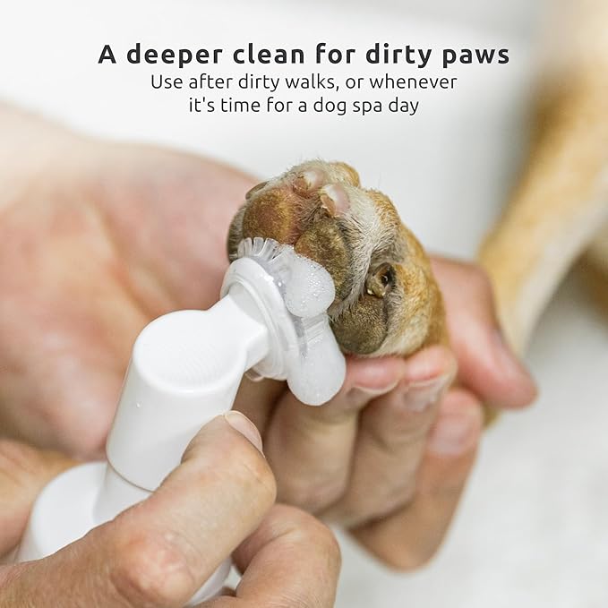 Protex PawZ No-Rinse Foaming Paw Cleanser for Dogs - Moisturizing, Fragrance-Free with Silicone Brush