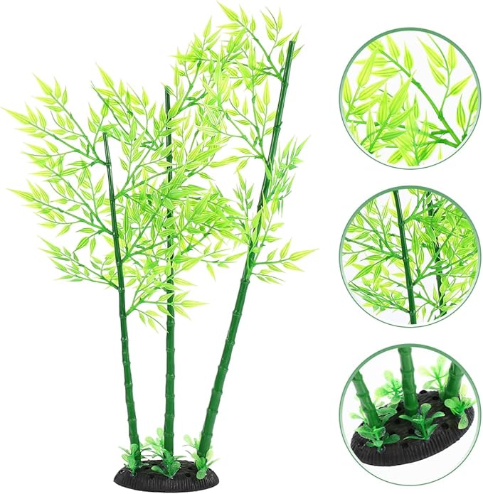 Artificial Aquarium Bamboo Plant: 19.6X4.3X2.5in Fish Tank Aquatic Landscape for Home Decoration