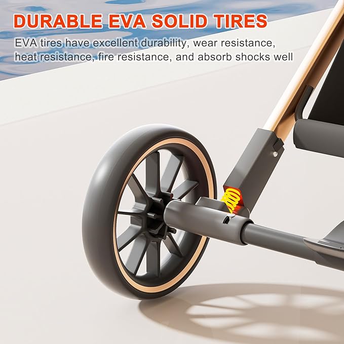 Dog Stroller with 4 Wheels, Folding Pet Stroller for Small, Medium Dogs and Cats up to 50lbs, Detachable Carrier, Storage Basket, Car Seat 3 in 1 Multifunctional (Brown)