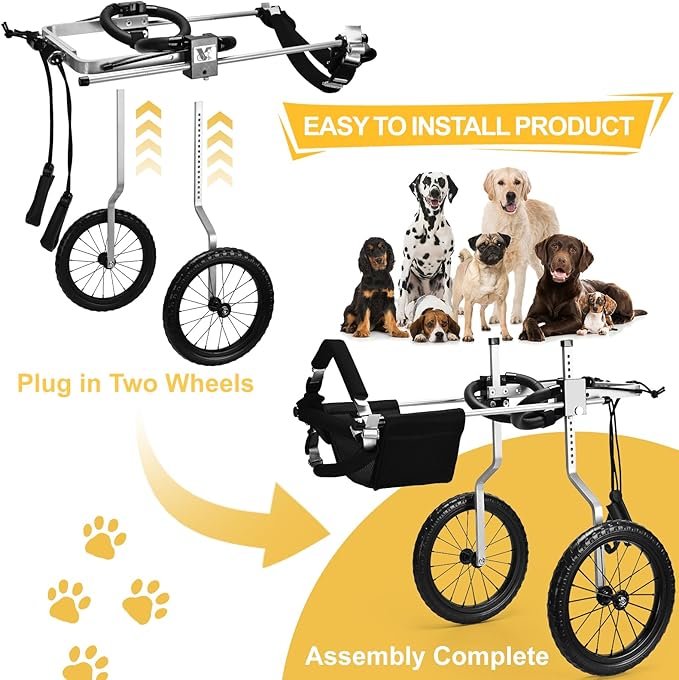 All-Terrain Dog Wheelchair for Back Legs - Lightweight & Adjustable for Medium to Large Dogs - Easy to Assemble Mobility Aid