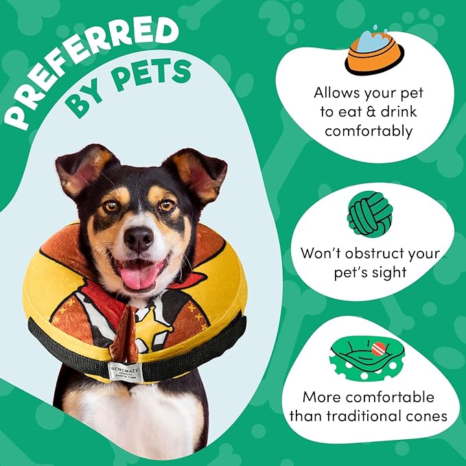 BENCMATE Inflatable Dog Cone Collar Alternative, Soft Dog Cone for Small Medium Large Dogs and Cats, Neck Recovery ECollar Donut Collar After Surgery (XLarge, Cowboy)