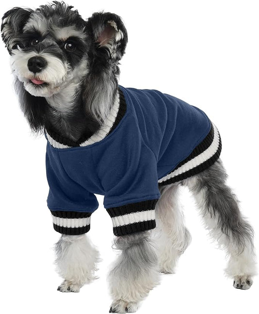 FUAMEY Dog Pullover Sweatshirt,Dog Winter Sweaters Warm Dog Clothes Dog Vest Thick Puppy Pullover Soft Pet Fleece Sweater Cute Doggie Boy Girl Outfit for Small Medium Dogs Blue S, Small(chest:19.6in)
