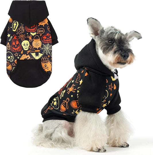 KOOLTAIL Halloween Dog Hoodie Pumpkin Costume Outfit for Small Medium Large Dogs, Soft Fall Pet Sweater Hat Hooded Sweatshirt, Clod Weather Coat, Warm Clothes with Leash Hole and Pocket Male/Female M