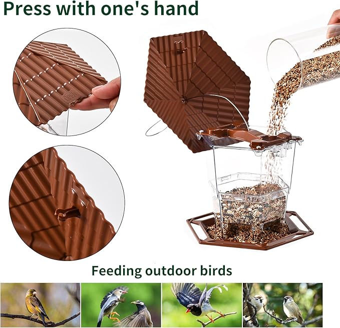 Bird Feeders for Outdoors Hanging Bird Feeder Wild Birds Seed, Brown B