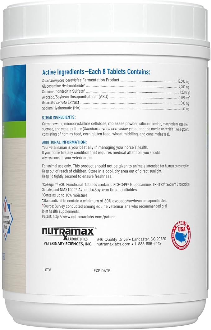 Nutramax Cosequin ASU Joint & Digestive Health Functional Tablets for Horses, 240 Tablets