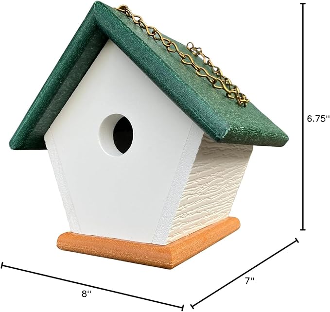 HomePro Garden Hanging Wren House: Forest Green Poly Lumber Bird House for Outdoors