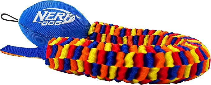 Nerf Dog Rainbow Vortex Chain Tug Dog Toy, Lightweight, Durable and Water Resistant, 19 Inches, For Medium/Large Breeds, Single Unit, Rainbow Colored