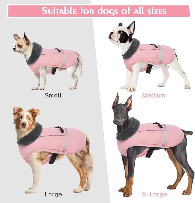 QBLEEV Warm Dog Coat: Reflective Winter Jacket, Thick Fleece Dogsnowsuit, Turtleneck Dog Clothes for Cold Weather & Size XL