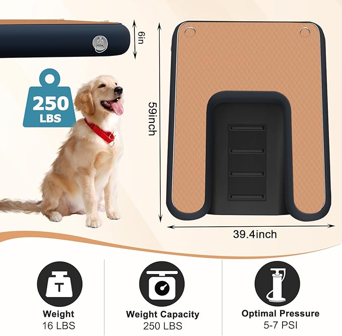 Inflatable Dog Water Ramp, Dog Floats Ladder Non-Slip EVA Foam with Dog Boat Ramp for Pools, Boats, Docks, Sea and Lake, Pet Water Dock Platform for Dogs Up to 220LBS