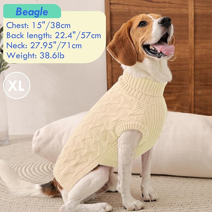 MIGOHI Sweater for Dogs, Thermal Dog Sweater | Cozy Turtleneck Sleeveless Winter Pullover, Lightweight & Comfortable for Indoor/Outdoor, XL, Beige