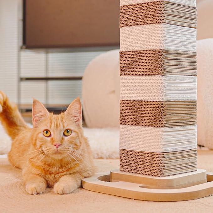 Cardboard Cat Scratching Post 24.2 Inch, Cat Scratcher for Indoor Cats Scratch Board for Kittens or Smaller Cats
