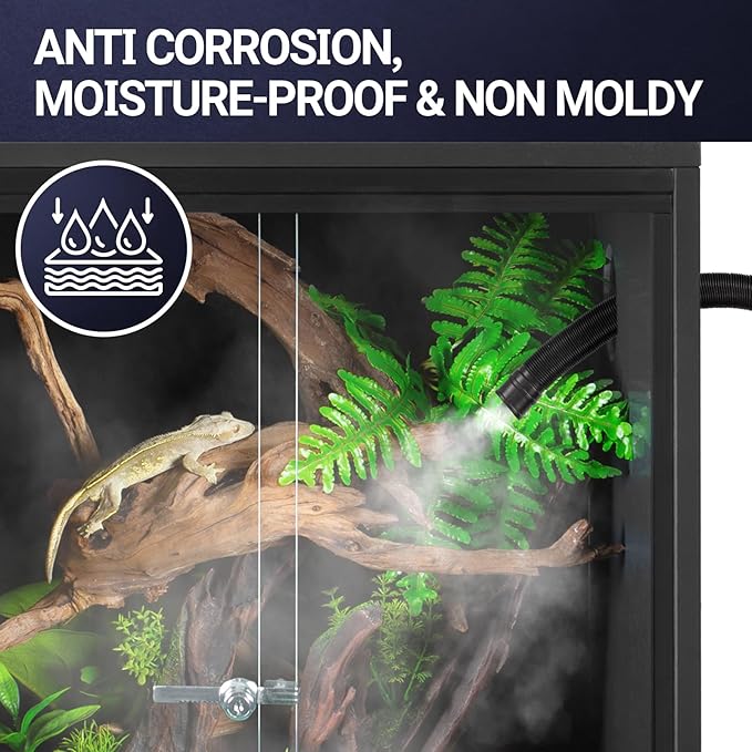 REPTI ZOO 20 Gallon PVC Reptile Tank, 30x12x12 inch Reptile Terrarium for Crested Gecko Frog Lizard Snake Turtle Hermit Crab, Leopard Gecko Enclosure with Sliding Door & Screen Ventilation