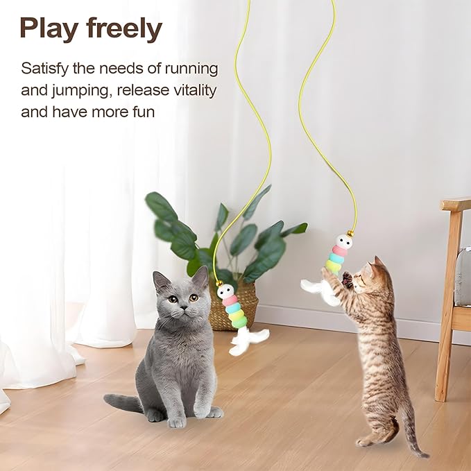 Cat Toy Interactive Kitten Chasing Game, Rechargeable Kitten Chaser, Enrichment Stimulation Toys, Automatic Play Chase Exercise Feather Toys for Bored Indoor Adult & Kitten Cats (Blue)