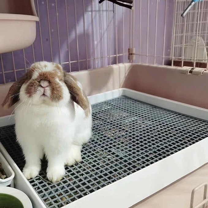 PODOO Rabbit Large Litter Box, Guinea Pig Training Pan Cage with Toilet Tray, Ideal for Rats, Ferret, Bunny Small and Medium Animals (Large)