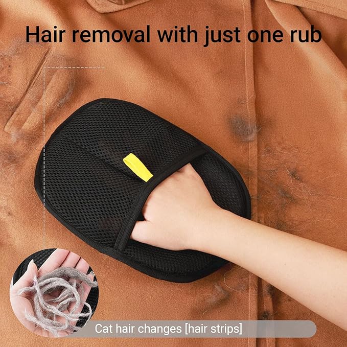 Electrostatic Pets Hair Remover Mitt – Hair Removal Glove to Remove Cat Hair & Dog Fur – Reusable Pet Hair Removal Mitt for Furniture, Couch, Carpet Peonly Hand Fur Remover Tool (1)
