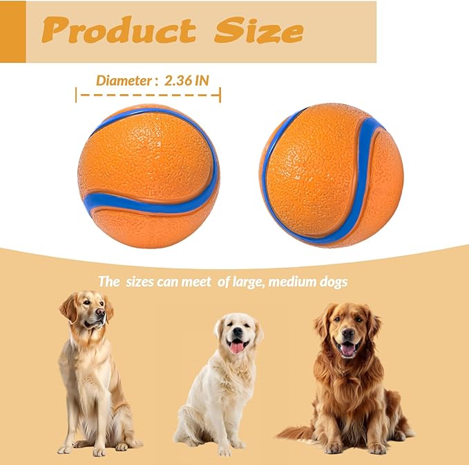 Dog Toy Ball,Rubber Sound-Producing Toy Ball, with a Groove Design That is Resistant to Bites, Has a High Bounce, Dog Training Interactive Pet Toy, Relieving Pet Anxiety(Large Size)
