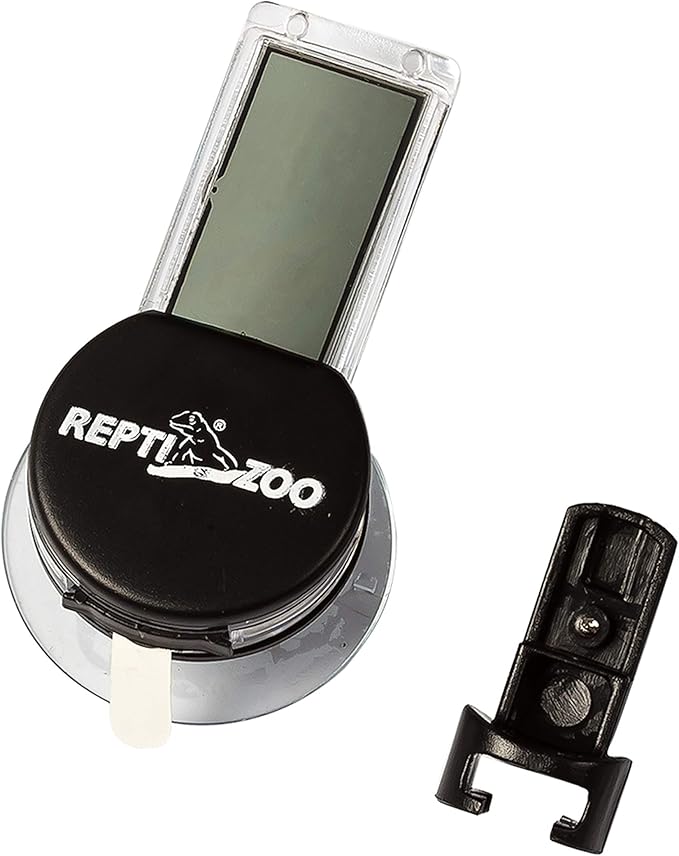 REPTI ZOO 2 Pack Reptile Terrarium Thermometer Hygrometer Digital Display Pet Rearing Box Reptiles Tank Thermometer Hygrometer with Suction Cup