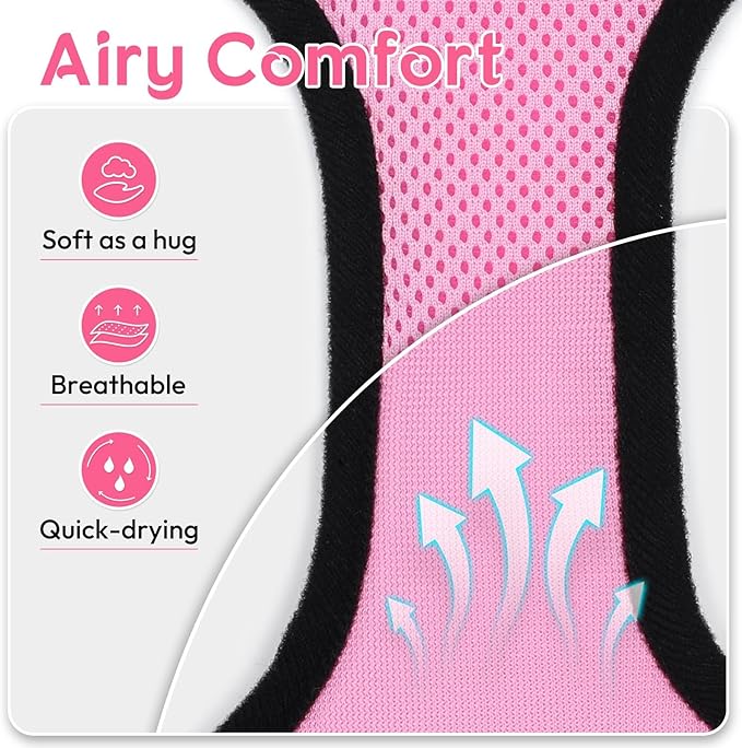 Dooradar Cat Harness and Leash Set, Escape Proof Safe Adjustable Kitten Vest Harnesses for Walking, Easy Control Soft Breathable Mesh Jacket with Reflective Strips for Cats, Pink, S
