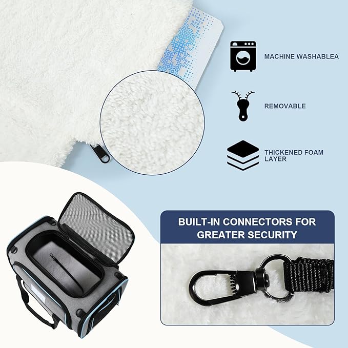 Pet Dog Cat Carrier Soft, Airline Approved Dog Carriers for Small Dogs, Washable Pet Carrier, Large Cat Travel Carriers, Portable TSA Carrier in Cabin, Soft Pet Bag Carrier for Puppy (Grey)