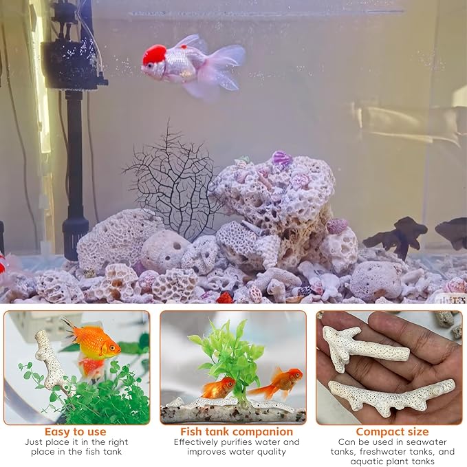 kathson 1.1lb Crushed Coral for Aquarium Crushed Coral for Freshwater Qquarium Corals for Fish Tank to Raise ph Filter Media for Fish Tank with Mesh Bag for Fish Tank Filter Media Decorations