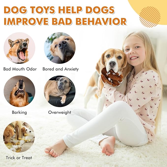 Interactive Plush Dog Squeaky Toys Fun Puppy Toy with Crinkle Paper for Interactive Chew and Play Beat Boredom with This Dog Puzzle Toy for Small Medium Large Dogs