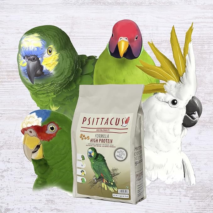 Psittacus High Protein 6.6 lb | Complete Pellet Diet for Amazons, Cockatoos and Ringneck Parrot | Premium Food for Birds, 100% no-GMO