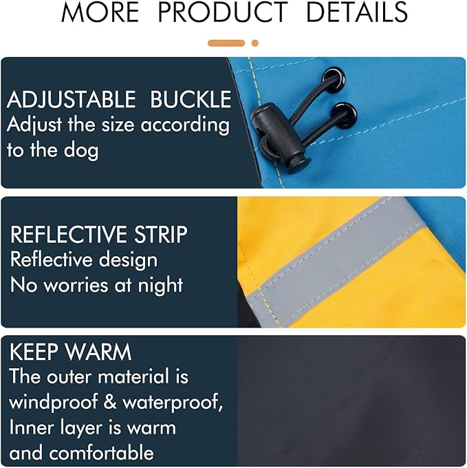 Windproof Dog Winter Jackets - Outdoor Coats with Waterproof Protection, Cold Weather Coats for Dogs, Leash Hole, by XL