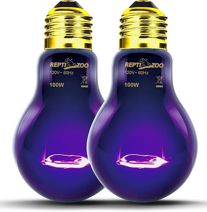 REPTI ZOO 2Pack Reptile Heat Lamp 100W Reptile Night Heat Bulb Night Heat Lamp Without UVA for Turtle Bearded Dragon Gecko Lizard and Snake E26/E27 Purple